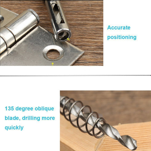 4Pcs Door Self-centering Hinge Drill, Window Hole Opening Center Drill Bit Hole Puncher Woodworking Tools