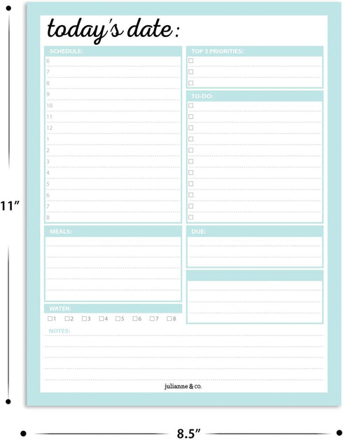 JULIANNE & CO Daily To-Do Undated Tear-Away Planner Notepads, Premium Organizer for Home, Office, 50 Pages