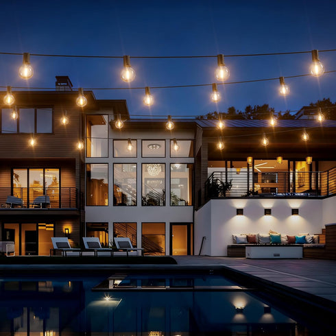30 G40 Dimmable Bulbs, Svater Solar Outdoor String Lights FT, Patio Lights Shatterproof Vintage Edison Solar Powered