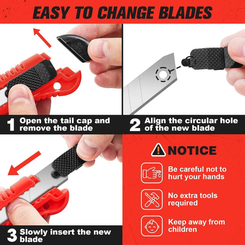 JOYUMY 20 Pack 10 18mm Utility Knife, Box Cutter Retractable, Box Knife for Cartons, Cardboard, and Boxes, Box Opener