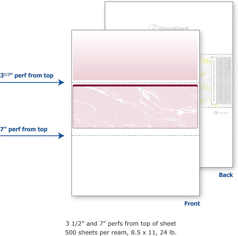 DocuGard Burgundy Marble Middle Check, 8.5 x 11 Inches, 24 lb, 500 Sheets, 1 Check Per Sheet