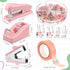 Office Supplies Set Desk Accessory Kit Include Stapler, Staples, Staple Remover, Tape Dispenser, 22 Binder Clips, 30 Paper Clips, 20 Push Pins, 2 Rolls Tape, for Women Christmas Gift (Pink) by Sabary