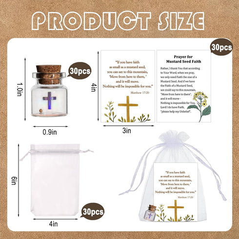 Qpige 30 Men(Cross-30) Bulk Have a Little Faith Card Christian Gifts for Women, School Church Wedding Baptism Unique