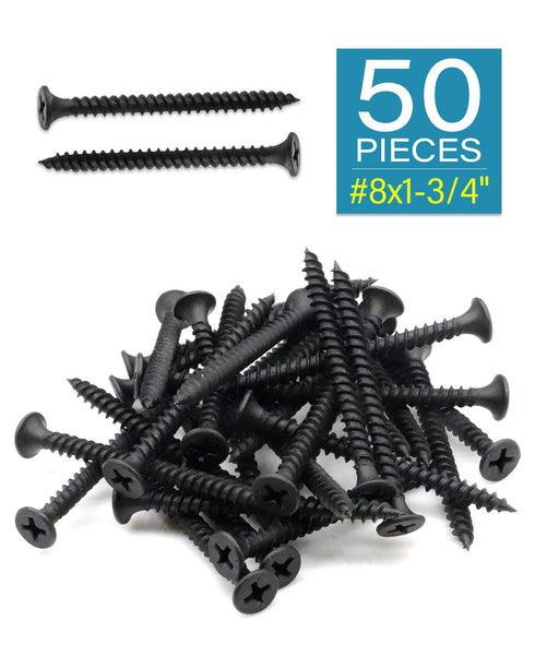 50pcs #8 x 1-3/4" Flat Head Phillips Drywall Screws, Fine Thread Sharp Point Wood Screw, Carbon Steel 1022A