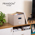 PRANDOM File Organizer Box - 1 Set of Collapsible Decorative Linen Storage with Lids for Letter/Legal Size, Light Grey