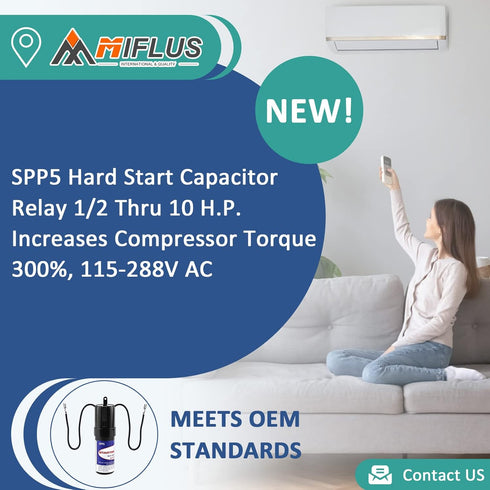SPP5 Hard Start Capacitor for Air Conditioner, Increases Compressor Starting Torque 300%, 2packs
