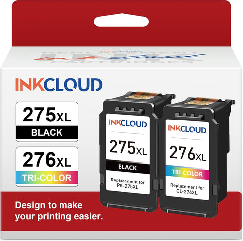 INKCLOUD Compatible Ink Cartridges Replacement for Canon 275XL and 276XL Combo for Canon PIXMA TS3520 TS3522 TS3500