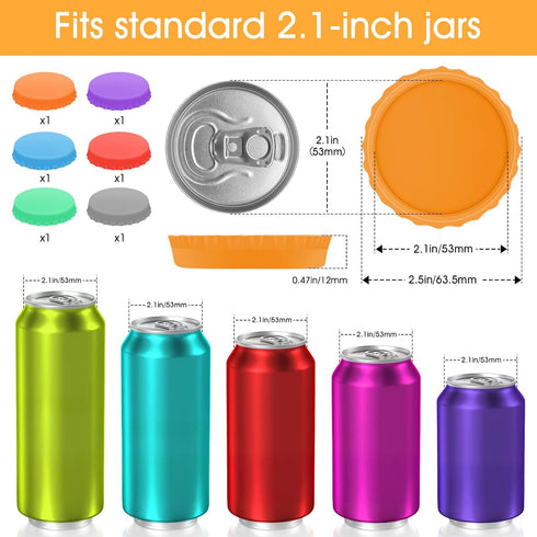 Dirvcp 6 Lids,6 PCS Silicone Soda Can Color BPA-Free Reusable Silicone Can Covers, Can Stopper or Protector