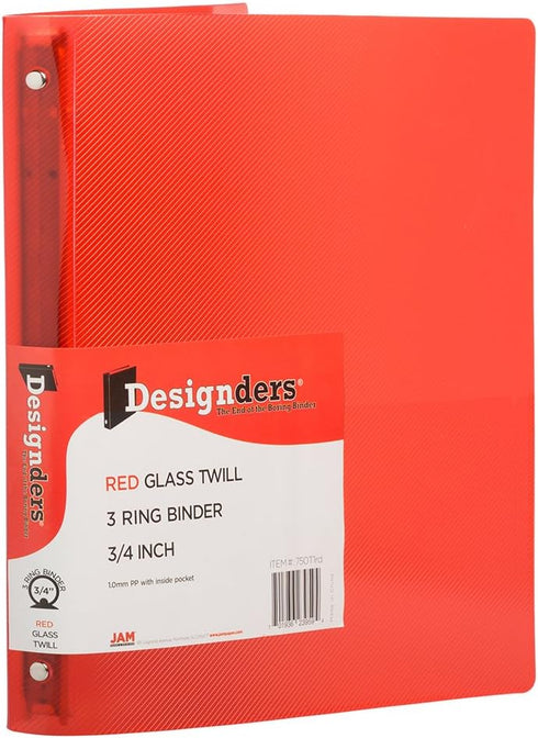 JAM PAPER Plastic 0.75 Inch Red 3 Ring Binder - Sold Individually
