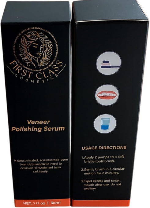 F1rst Class Cosmetics 1 oz Veneer Polishing Serum, Teeth Whitening and Stain Removal, fl
