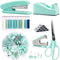 UPIHO Teal Desk Accessories Set, Green Office Supplies with Stapler, Tape Dispenser, Remover, Clips, Scissors