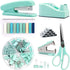 UPIHO Teal Desk Accessories Set, Green Office Supplies with Stapler, Tape Dispenser, Remover, Clips, Scissors