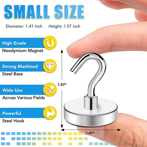 TRYMAG 25 Pack Heavy Duty Magnetic Hooks, 150Lbs Strong Neodymium Hooks for Hanging in Office, Toolbox, Storage