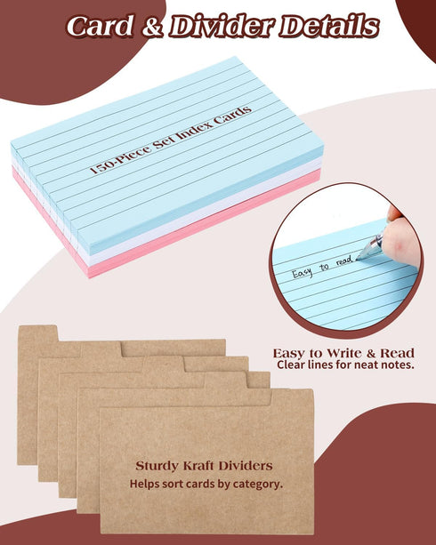 UCEC 3x5 150 Index Card Organizer, Index Card Organizer Wooden Index Card Holder Box with Drawer, Solid Wood Index Card