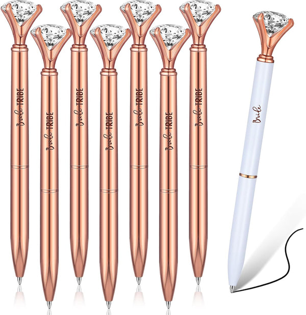 Tenare 8 Pcs Bridesmaid Proposal Gifts - Will You Be My Bridesmaid Pen Bridal Shower Crystal Diamond Ballpoint Pens