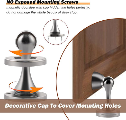 KOLAKO Magnetic Door Stop, Heavy Duty Wall Floor Mount Door Stopper, Brushed Stainless Steel, Modern Design