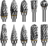 Carbide Burr Set, 10 PC Die Grinder Bits, 1/8" Shank Rotary Tool Accessories for Wood Carving