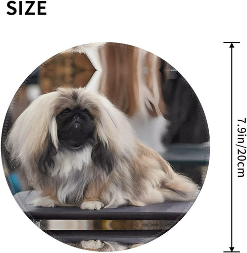 JaoXer 8-Inch Pekingese Dog Round Mouse Pad - Your Desk Companion for Office, Desktop, Laptop, Personal Computers