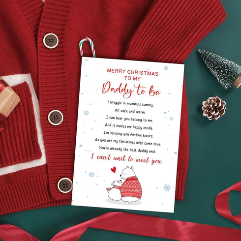 Goroar Daddy To Be Christmas Card, Merry Christmas Daddy to be Poem Card, Christmas Card From The Bump, Cannot Wait