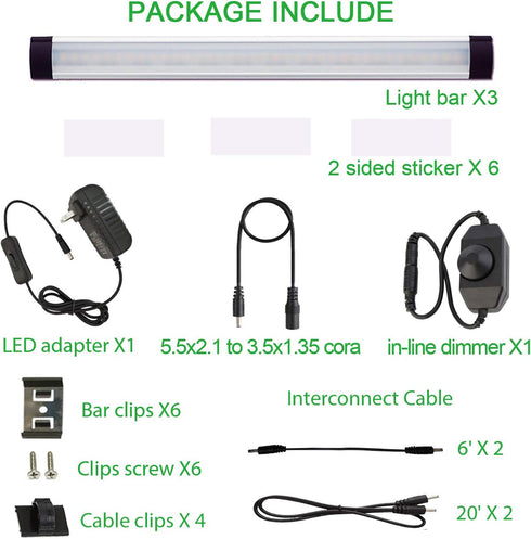 Dimmable Counter Dimmer Kitchen,Counter 3 9W AIBOO LED Under Cabinet Lighting Under LED Light Bar Linkable Kit