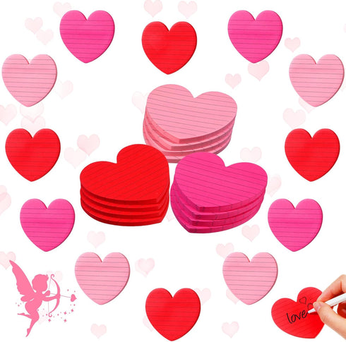 Roowest 600 Sheets Valentines Day Heart Sticky Notes, Heart Notepads, Self Stick Notepad Memo Colorful Sticky Pad for
