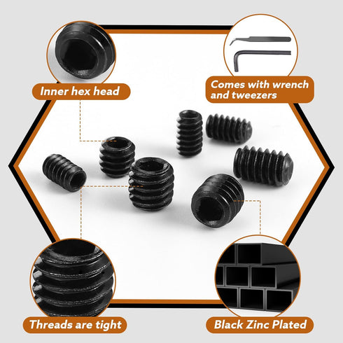 1400 Pcs Set Screw Assortment Kit, 26 Size Metric & SAE, 12.9 Alloy Steel Head Socket Hex Screws, Black Zinc Plated