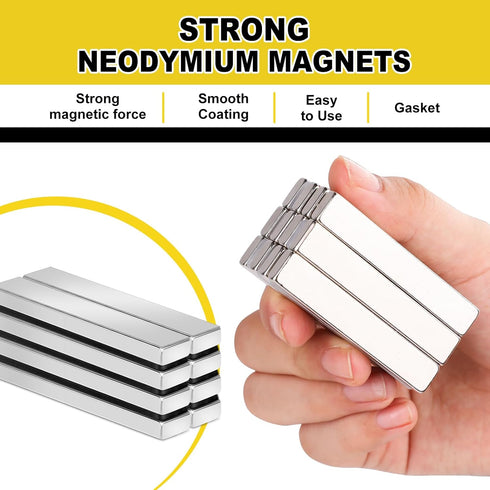 MIKEDE 9 Pcs Waterproof Strong Neodymium Bar Magnets, Rare Earth Heavy Duty for Tool Room