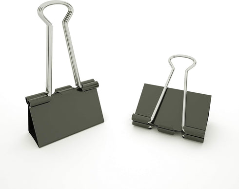 Binder Clips Medium Metal Clamp, 1.25 inch / 32 mm (Black, 12-PCS)