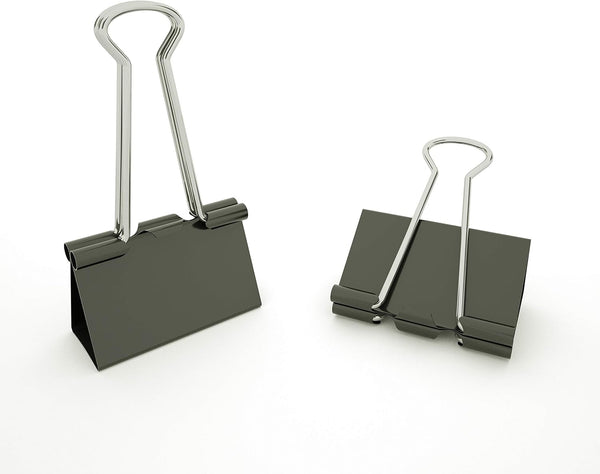 Binder Clips Medium Metal Clamp, 1.25 inch / 32 mm (Black, 12-PCS)