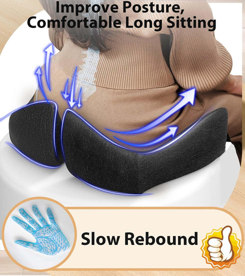 Tailbone Seat Cushion, Memory Foam Pressure Relief Coccyx Cushion for Pain, Extra-Large Butt Pad for Office Chair, Car