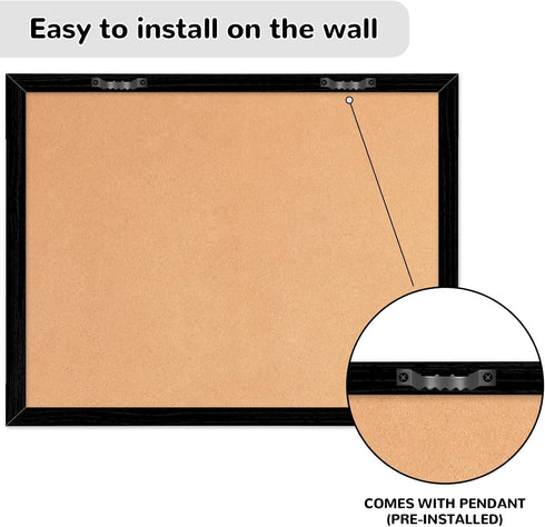 Monthly Calendar Dry Erase Board for Wall, 17"x13" Whiteboard with Black Wood Frame, 2in1 Cork Board Combo