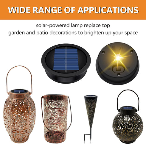 2 Pack 3.2 inches, 2.9 inches),7 Replacement Solar Light Parts(Top Size Bottom Size Lumens Warm White LED Waterproof
