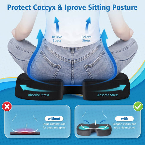 CloudBliss Gel Seat Cushion - Cooling Gel Enhanced, Memory Foam, Ergonomic Seat Cushion for Long Sitting for Office