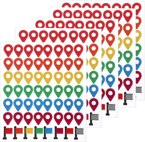 Shimmeroo 280Pcs Map Location Position Stickers, Self Adhesive Map Markers Indicator Labels Colorful Tracking Stickers