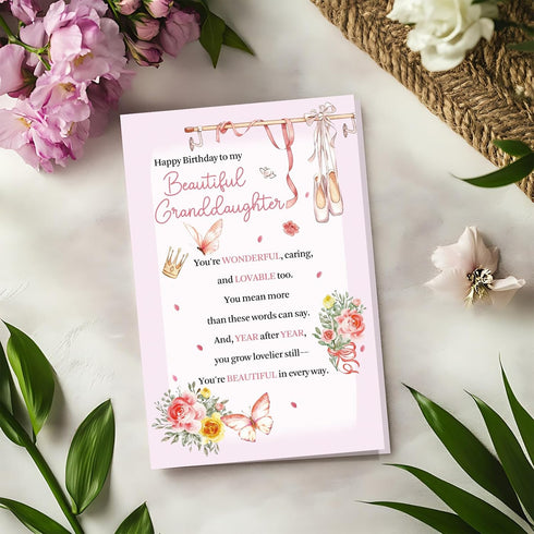 Supoeguk Lovely Birthday Card for Granddaughter, Sweet Granddaughter Birthday Cards Gifts, Happy Bday Card from