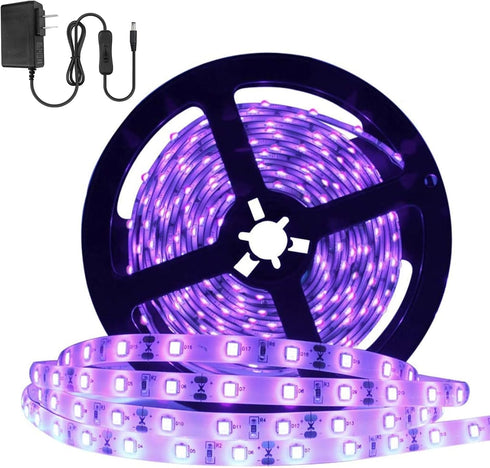 YGS-Tech Super Bright 24 Watts UV Black Light LED Strip, 16.4FT/5M, Waterproof IP65 for Night Fishing and Parties