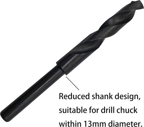 14mm(9/16-Inch) Reduced Shank Drill Bit, 1/2” Shank High Speed Steel Twist Bit HSS-9341 for Aluminum Copper Wood