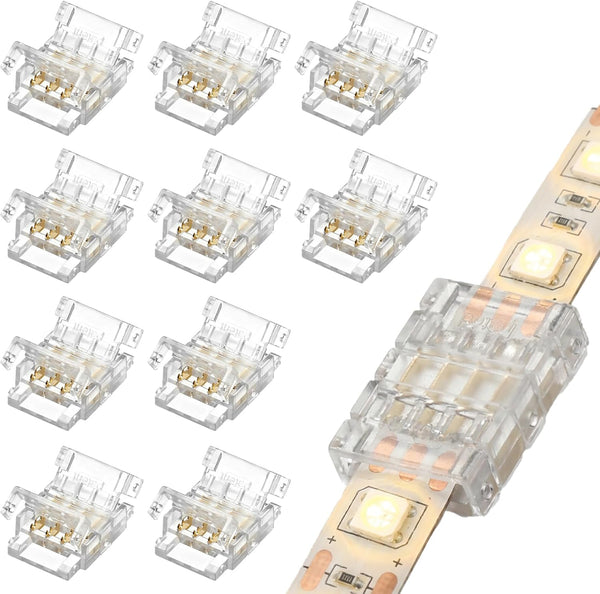 Psiriol 10 Pcs RGB LED Connectors 4Pin 10mm, Unwired Gapless LED Tape Light