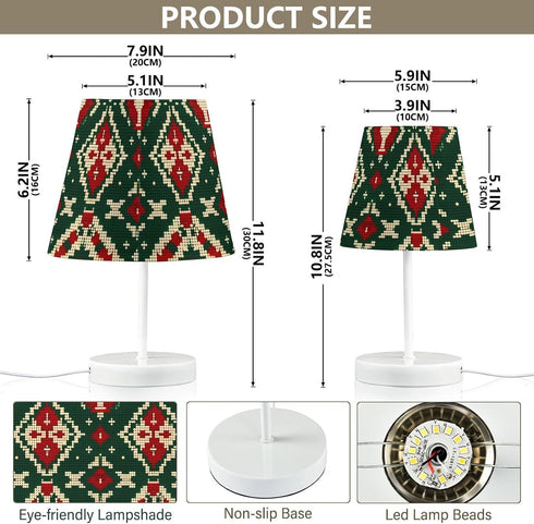 3 ALAZA Bedside Lamp Red Green Xmas Pattern Table Lamp for Bedroom Desk Lamp with USB Port LED Nightstand Color