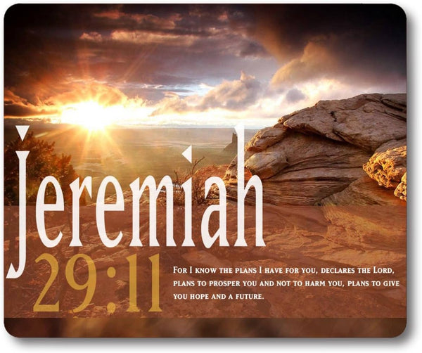 Smooffly Gaming Mouse Pad Custom, Jeremiah 29:11 Bible Verse Non-Slip Rubber Large Mat