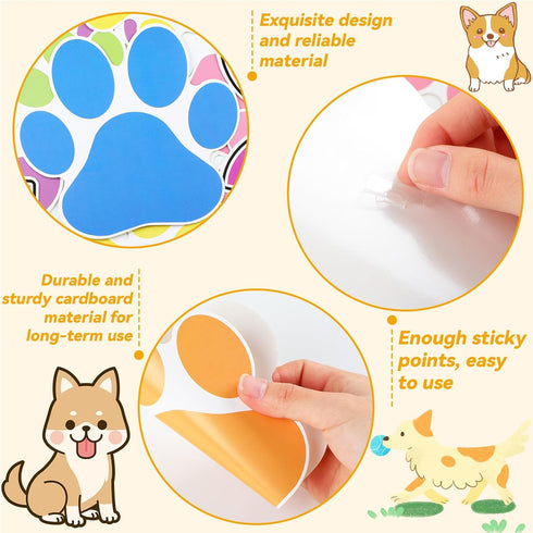 Paw Prints Bulletin Board Set - Dog Paw Print Classroom Decorations, Mini Cutouts for School Party Decor