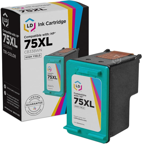 LD Remanufactured Ink Cartridge Replacement for HP 75XL CB338WN High Yield (Color) for HP Printers