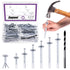 Swpeet 86Pcs Alloy Steel Concrete Anchors Assortment, Hammer Drive Nail Set, 1/4" Diameter with Drill Bit for Concrete