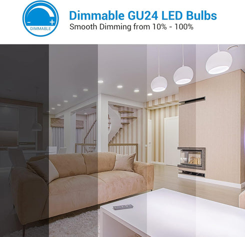 DEWENWILS GU24 LED Light Bulb, 60W Equivalent, Dimmable 2 Prong Light Bulbs, 5000K Daylight White, 9W 800 Lumens, A19 Shape Bulbs, GU24 Twist Lock Base, UL Listed, 4 Pack by DEWENWILS