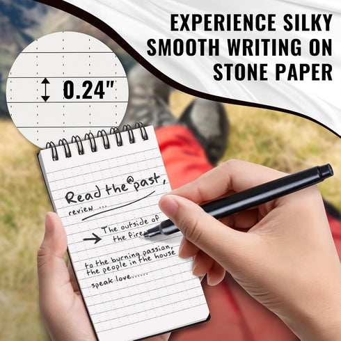 POPYOLA 4 Pack Waterproof Pocket Notebook, 3x5 Mini Spiral Notepad, 100 Squared Pages for Outdoor Use