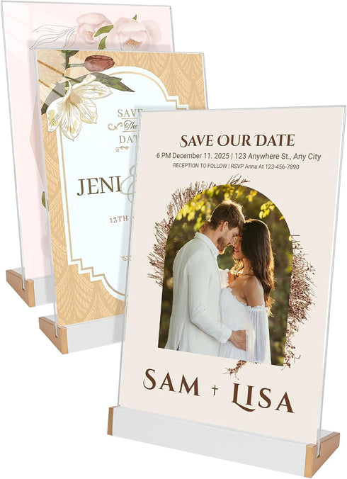 3 Pack 8.5X11 Acrylic Sign Holder for Wedding Anniversary Party, Vertical White
