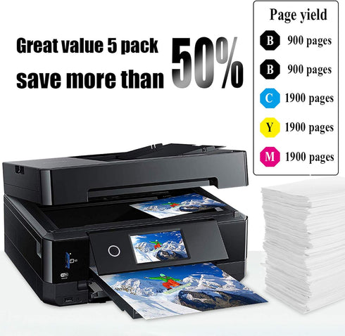 Epson 802XL Remanufactured Ink Cartridge Replacement 5 Pack for Workforce Pro WF-4720 WF-4730 (Black Cyan Magenta