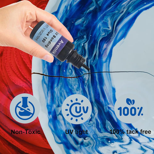 Riverruns Bonding and Welding UV Glue - Super UV Glue for Plastic, Glass, Metal with Pen Light