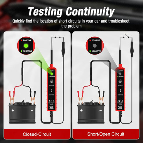 6-24V 13.4 ELMCONFIG Power Circuit Probe Tester Automotive, DC Test Light with ft Leads, Circuit Tester Break Finder