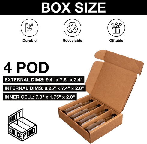 Hot Sauce Pod 5 oz Woozy 1, 2, 3, 4 5-Bottle 8x2x2.5 11.3x7.5x2.4 5-Pack Hot Sauce Bottle Box Sample Kit & Shipping